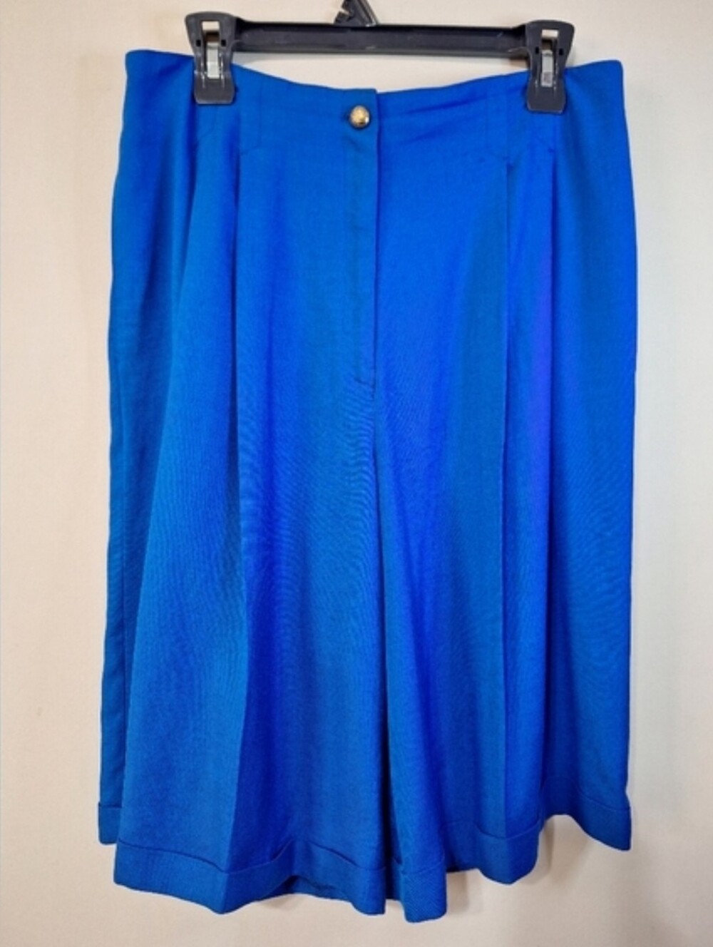Vintage Liptons High Waist Wide Leg Pleated Shorts Culottes Blue Modern Size L - Picture 2 of 10